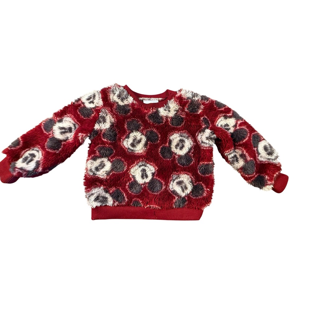 Disney Baby Mickey Mouse Red Fuzzy Pullover Top - Size 3/6M